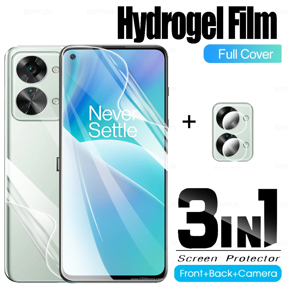3in1 Hydrogel ฟิล์มสำหรับ OnePlus Nord 2 T 5G เลนส์ป้องกันกล้องฟิล์ม Plus Nord 2 T Nord2T 6.43 ''Screen Protector ไม่ใช่แก้ว