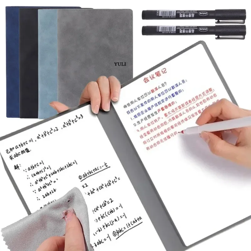 A5 Whiteboard Notebook Desktop Note Board Rewritable Memo Draft Paper Planning Board with Wipe Cloth Whiteboard Marker Kit