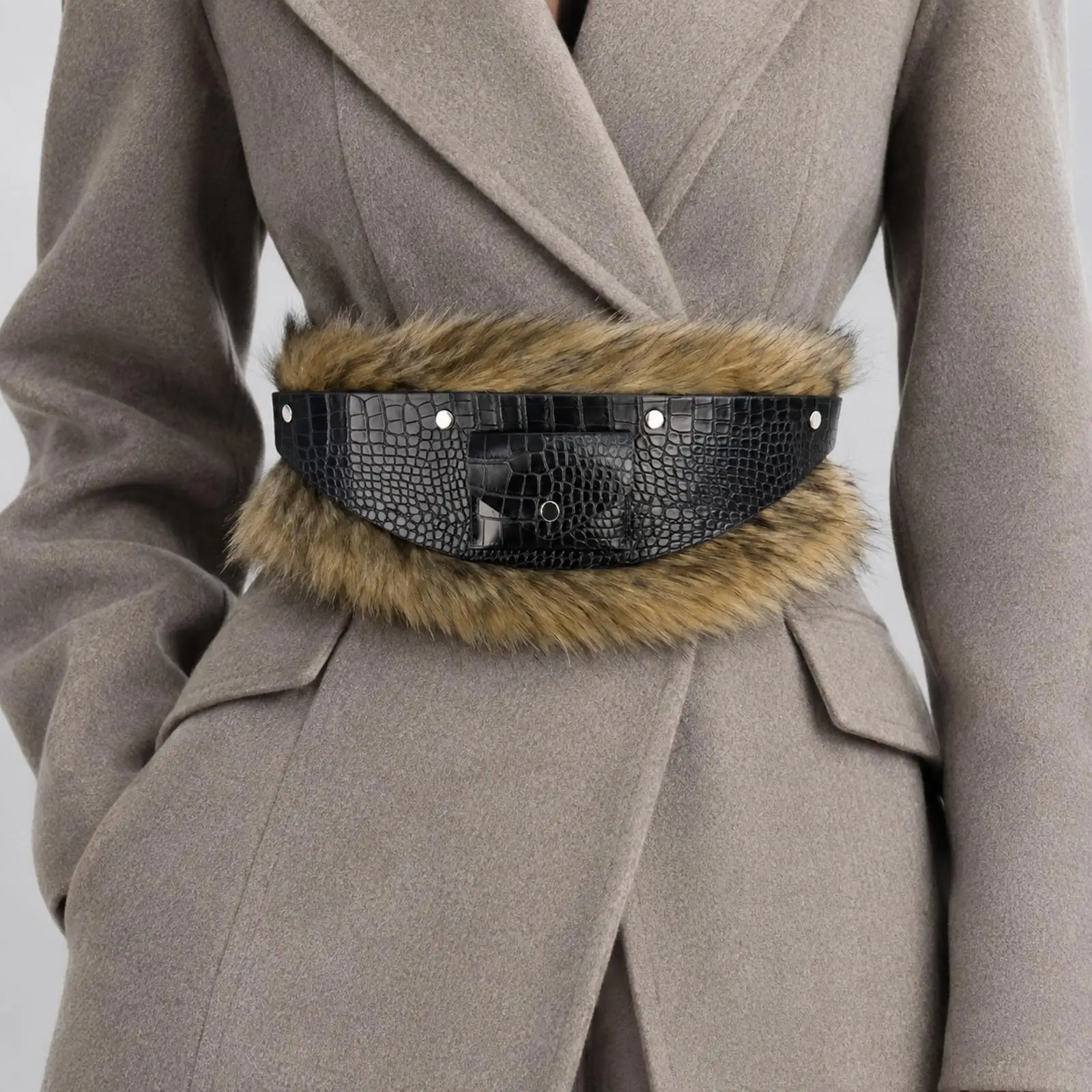 edgy-faux-fur-belt-for-women-streetwear-leather-waist-belt-with-adjustable-holes-metal-buckle-front-flap-pocket-style