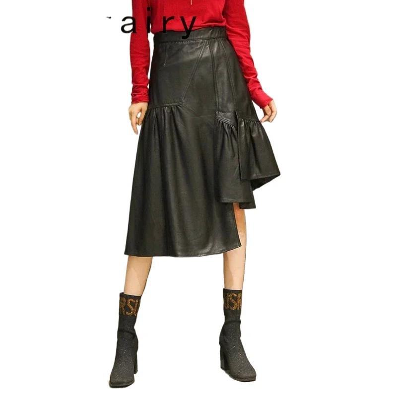 Genuine Sheepskin Leather Women's Summer Skirts 20241 Female High Waist Skirt Elegant Mermaid Skirts Femme Jupes Zjt2531