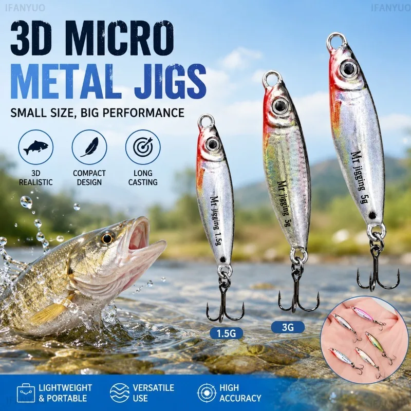 Micro Metal Jig Spoon Lures 1.5g 3g 5g Mini Vib Hard Bait 3D Eyes Stream Trout Bass Perch Chub Ultralight Casting Fishing Spoon