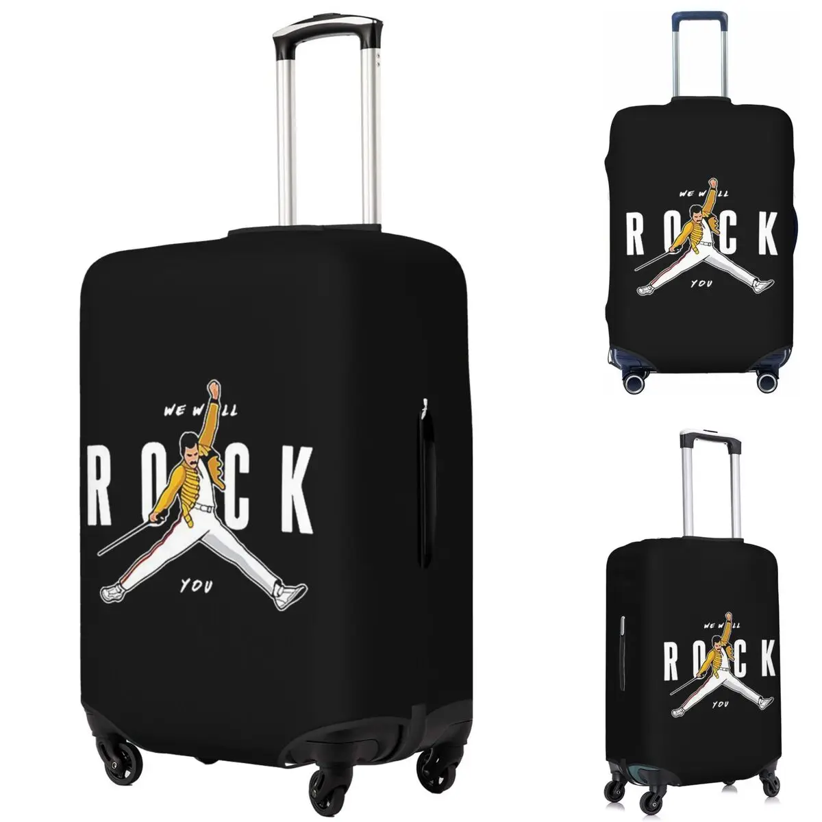 

We Will Rock You Freddie Mercury Suitcase Cover Protection Elastic Travel Luggage Protector Covers for 18-32 Inch
