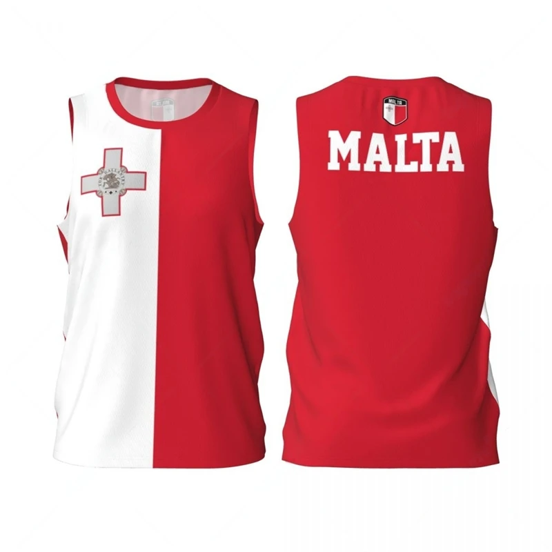 Malta Flag Basketball Jersey Fashion Casual 3D National Emblem Printed Sports T Shirt Loose Quick Dry Breathable Mens Tees Tops