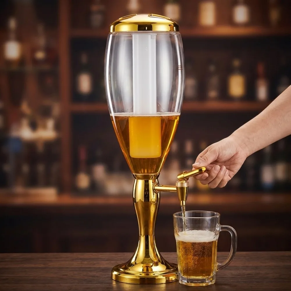 1.5/2/3L Beer Tower with Icicles Dual-Head Faucet Beer Dispenser LED Light Thickened and Sturdy Beverage Machine Hotel Use view 3