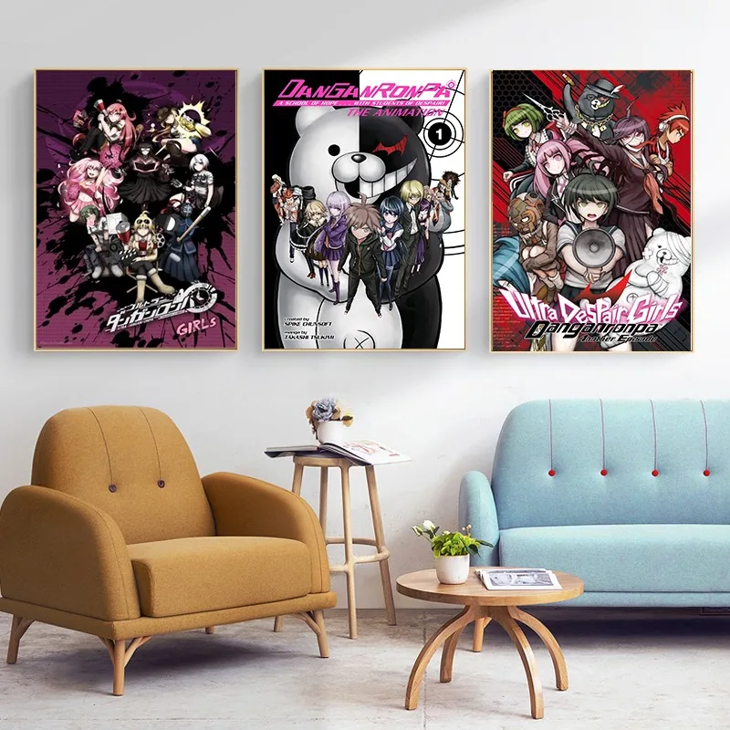 Classic Anime Game Series Danganronpa Posters Canvas Painting Wall Art Prints Modern Art Picture for Kids Game Room Home Decor