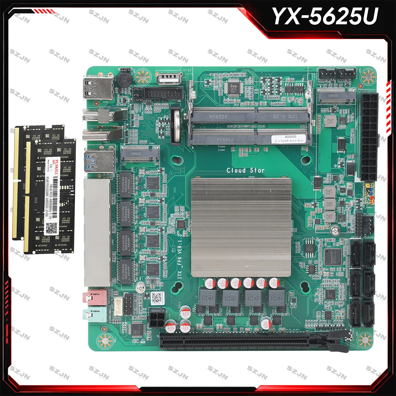 AIO FP6 Nas Set ITX Motherboard Onboard R5-5625U Support 2*DDR4 Max 64GB 4*2.5G I226-V 2*M.2-NVME 6*SATA3.0 PCIE3.0