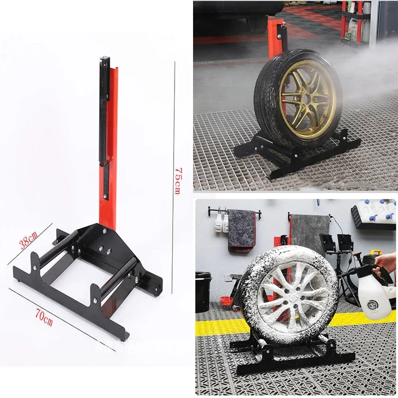 Car Detailing Rolling Wheel Stand 360° Tire & Wheel Detailing System Automotive Cleaning Equipment Rim&Tire Cleaner Stand