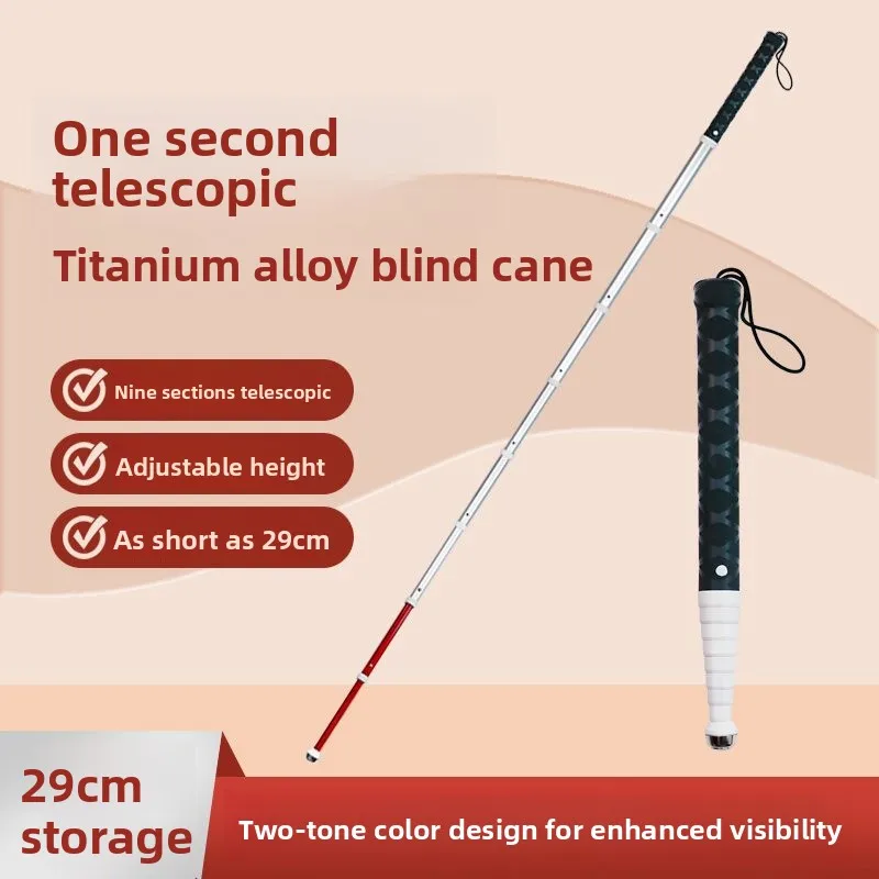 Titanium Alloy 78-Section Telescopic Cane,Portable Blind Guide Stick,Multifunctional Walking Stick For Daily Use