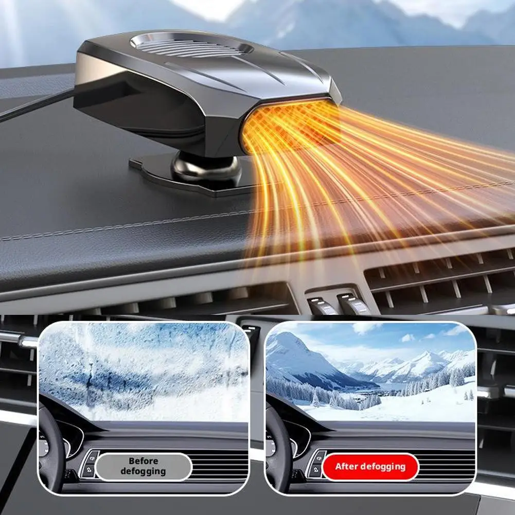 Winter Car Heater Fan 12V Fast Windshield Defroster Defogger 2 In 1 Design 2 Speed Modes For All Vehicles Interior Heating
