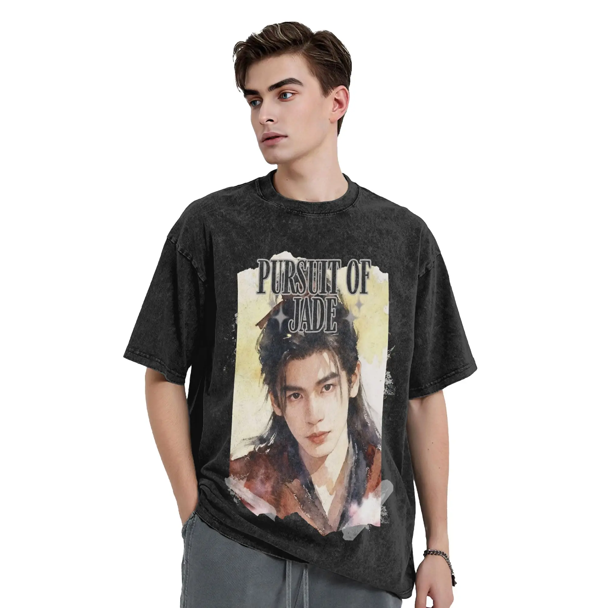 Pursuit of Jade Zhu Yu T Shirt Washed High Street T-Shirts Zhang LingHe Vintage Men Women Tops Streetwear Graphic Printed Tees