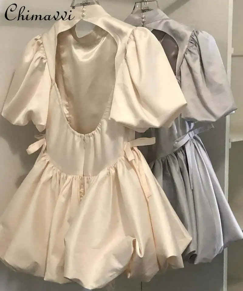 

Высококачественное атласное балетное платье принцессы с короткими рукавами и воздушным шаром, новое японское элегантное короткое платье феи для дня рождения