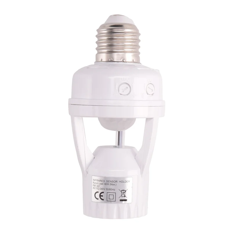 

A76K E27 LED 220V Screw Light Bulb Holder LED PIR Infrared Motion Sensor Lamp With Switch Socket Identify E27 Motion Sensor