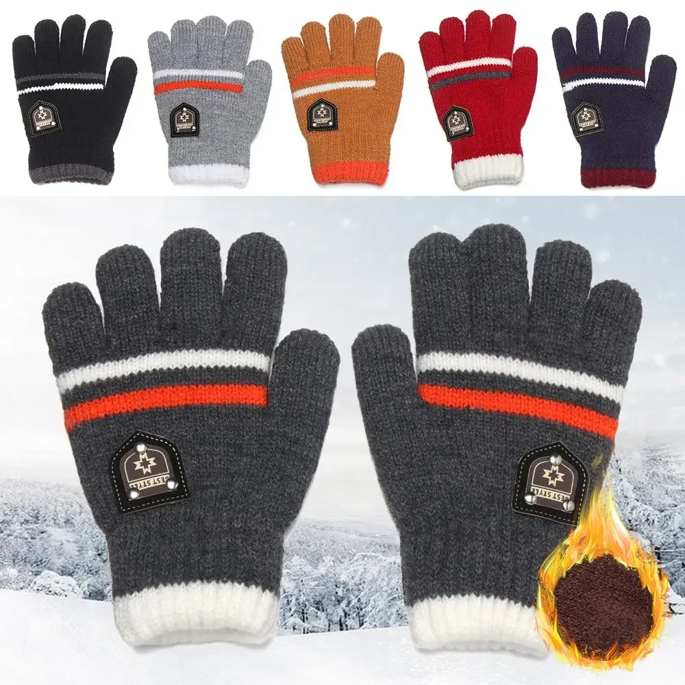 Kids Gloves Winter Full Finger Gloves Knitted Soft Children Mittens 6-12Y Boys Girls Gloves Thick Keep Warm Autumn Glove