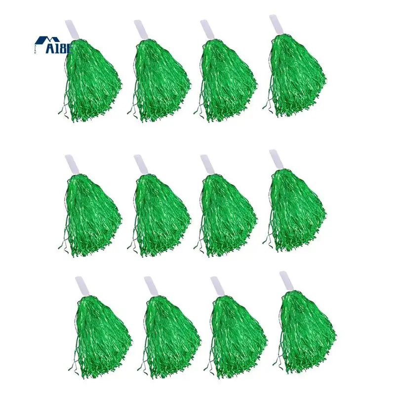 

A18E-48Pcs Cheerleading Pom Poms Metallic Foil Cheer Pom Poms With Plastic Handle For Adults Kids Cheerleaders Party Green