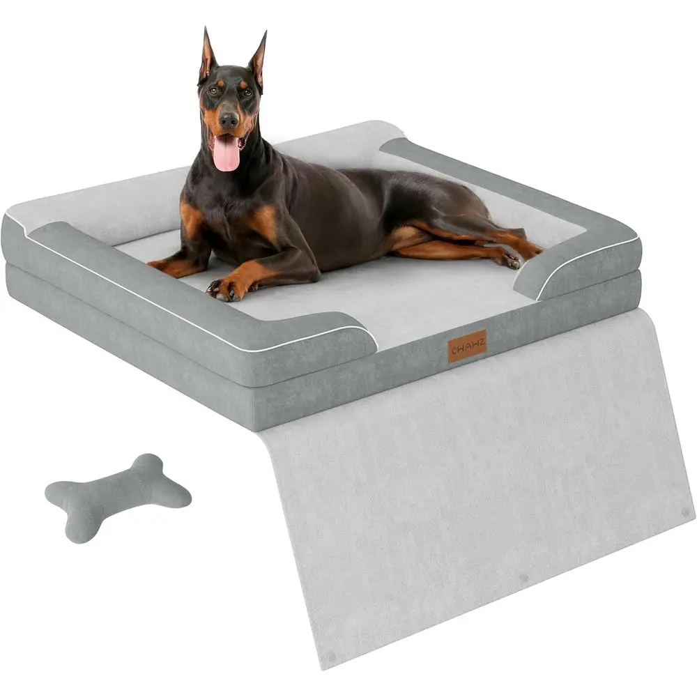 

Ортопедическая лежанка-диван для собак очень большого размера с охлаждающим гелем и пеной с эффектом памяти, водонепроницаемая лежанка для животных со съемным моющимся чехлом, 53 дивана-лежанки для питомцев