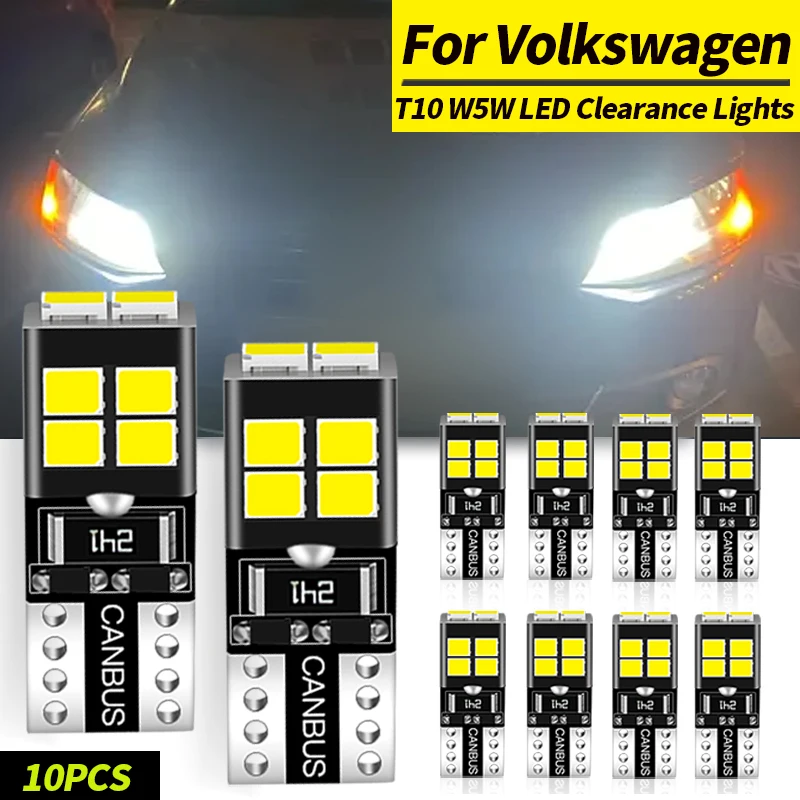 

10PCS W5W T10 Canbus ​For VW Phaeton 02-16 Transporter 03-16 Routan 08-13 Fox 03-14 LED Clearance Lights Bulbs Car Accessories