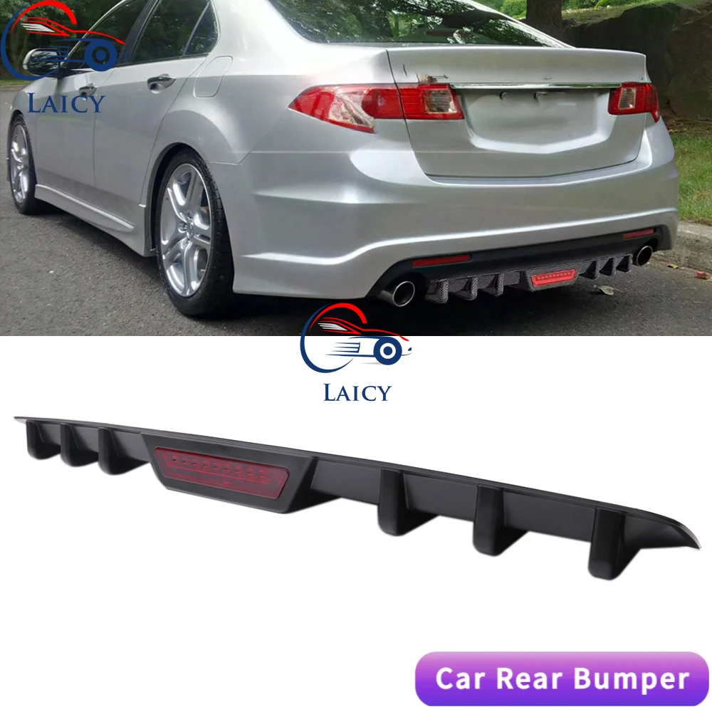 

LAICY For For Acura TSX 2004-2014 Car Rear Bumper Diffuser Lip w/ Tail Brake Stop Light Splitter Spoiler Shark Fin Lip Kit