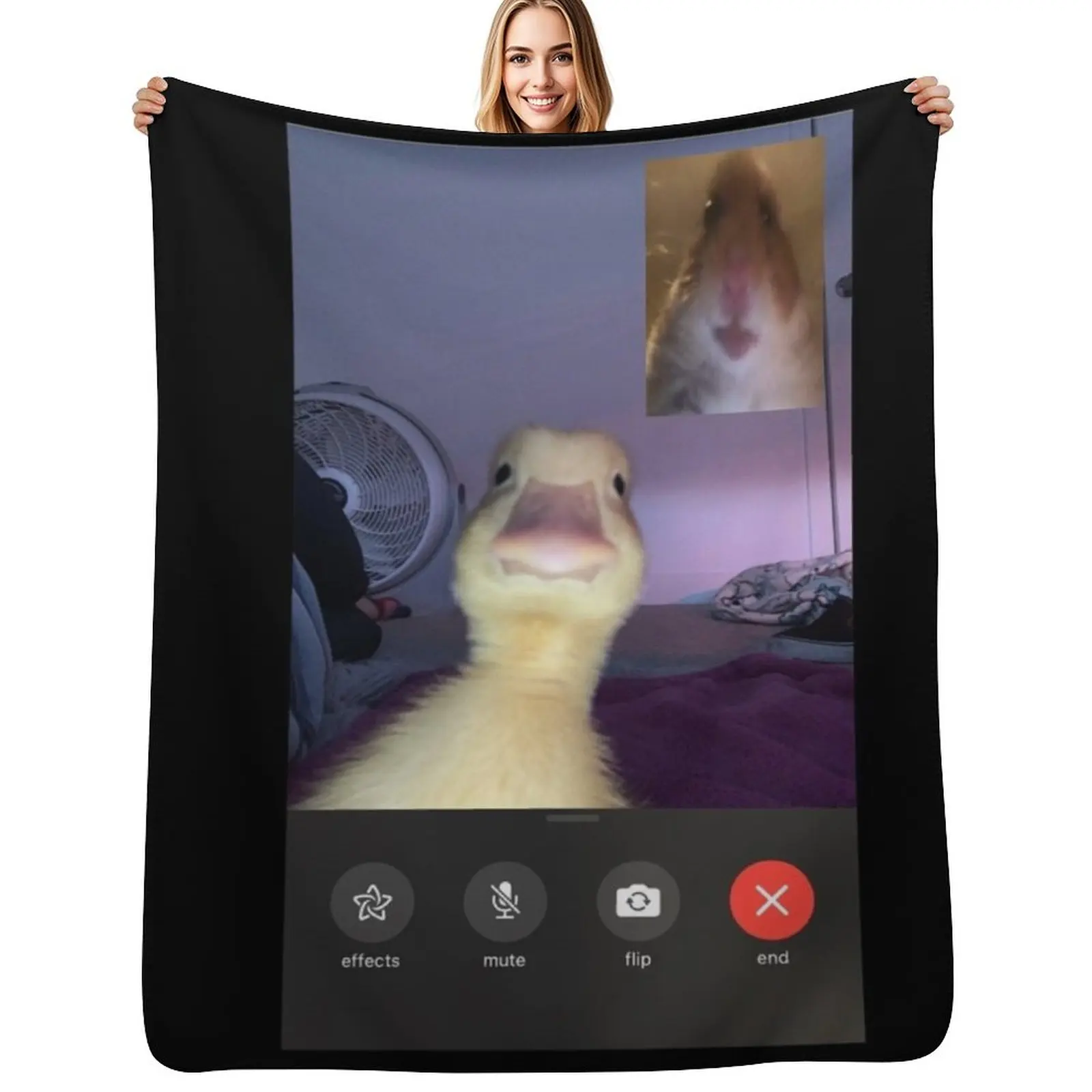 Duck and Hamster Facetime meme Throw Blanket blankets and throws Furrys christmas decoration Multi-Purpose Soft Blankets