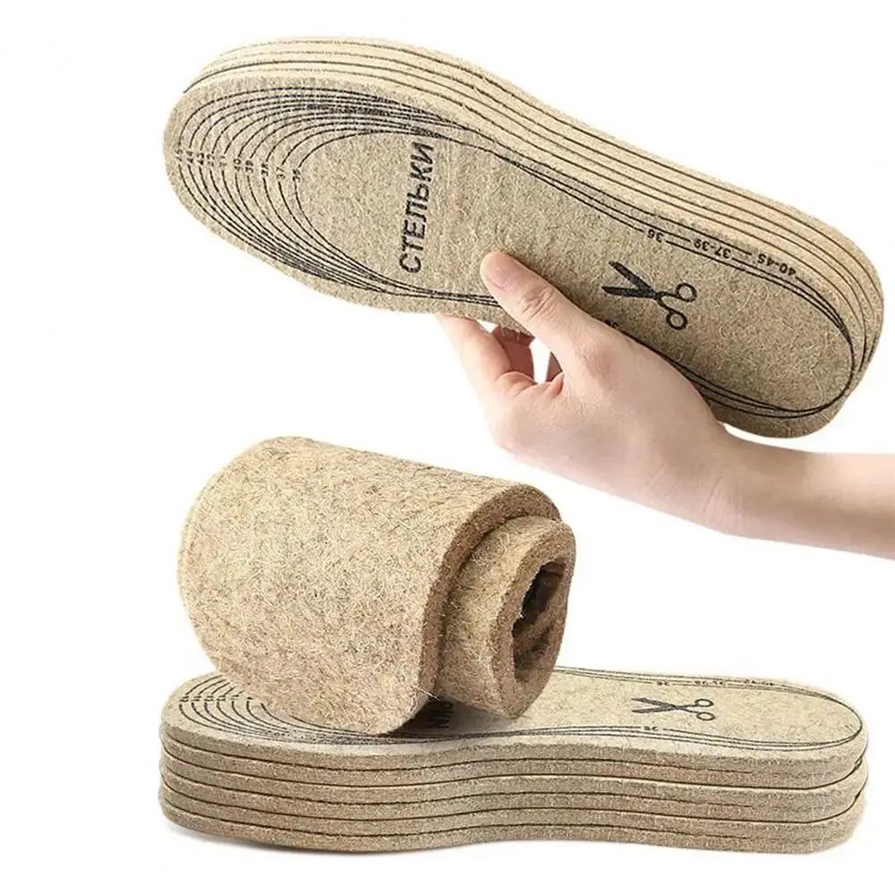 1/2/4 ペア吸汗性ウールフェルトインソールソフトヒートパッドブーツパッド通気性厚みのある冬暖かい靴クッション