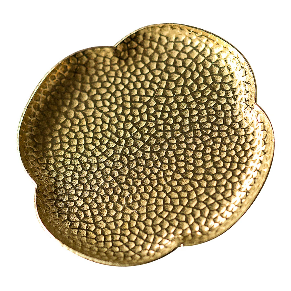 

Copper Coaster Tray Premium Teacup Tray Material Heat Resistant Protective Home Tea Set Round Four Leaf Clover