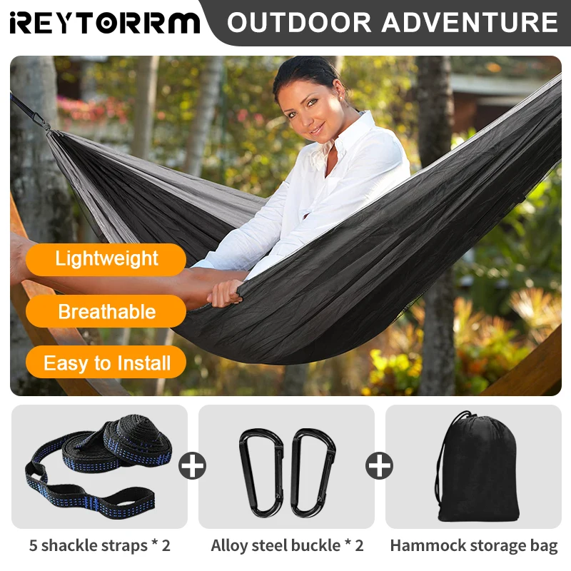 86x35inch Outdoor Single Camping Hammock High Quality Portable Lightweight Parachute Hammocks for Park Travel Adventure Patio