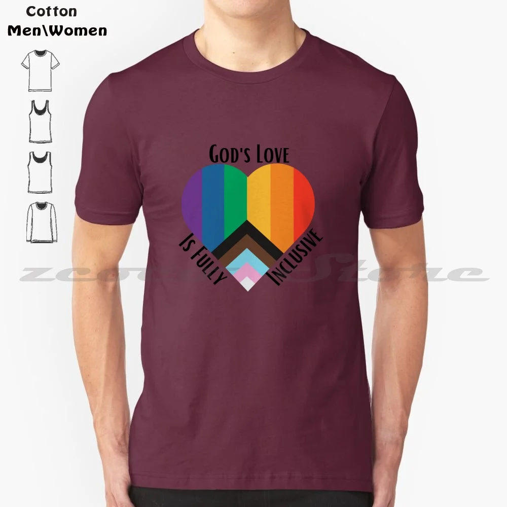 God'S Love Is Fully Inclusive 100% Cotton Men And Women Soft Fashion T-Shirt Julie Blum Christian Progressive Pride Lutheran