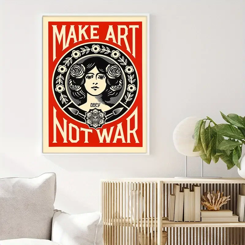1pc Anti-war Peace Rose Girl Pop Art Canvas Painting Posters Print Wall Art Drawing Room Decor Modern Wall Canvas Frameless