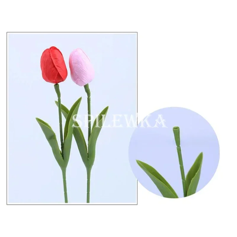 Spilewka 50ps 4x6cm Artificial Flower Tulip Fake Flower Head Home Decora DIY Bouquet Gift Box Making Birthday Gift Accessories