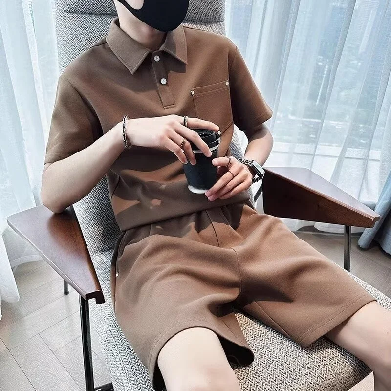 summer-new-men's-casual-sportswear-set-short-sleeve-t-shirt-trendy-brand-five-point-shorts-loose-hong-kong-style-two-piece-set