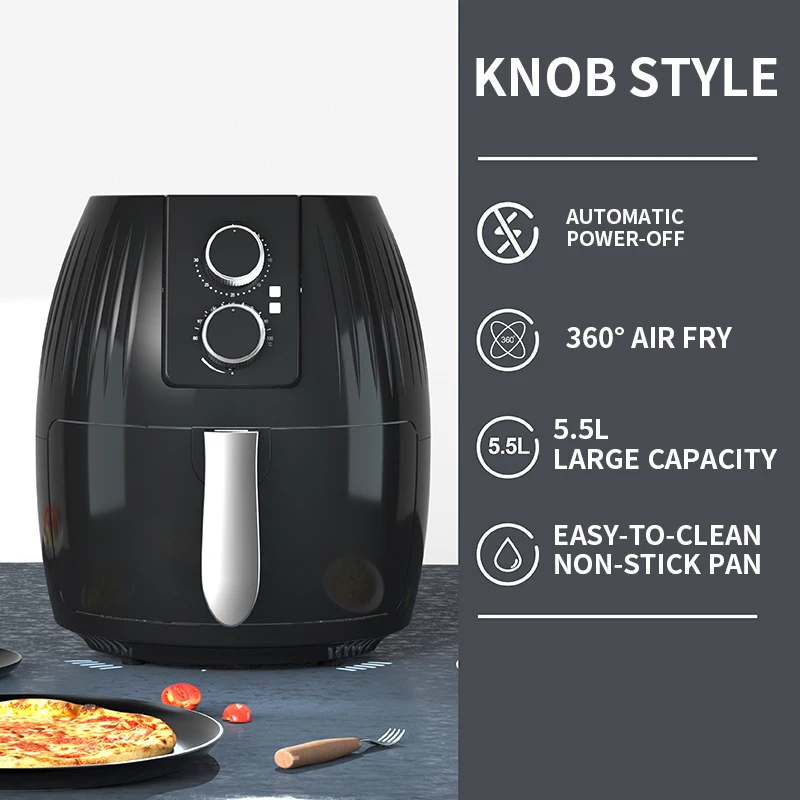 Air Fryer Multifunctional Touch Screen 5.5L Automatic Electric Fryer 1300W Household Large Capacity 220V