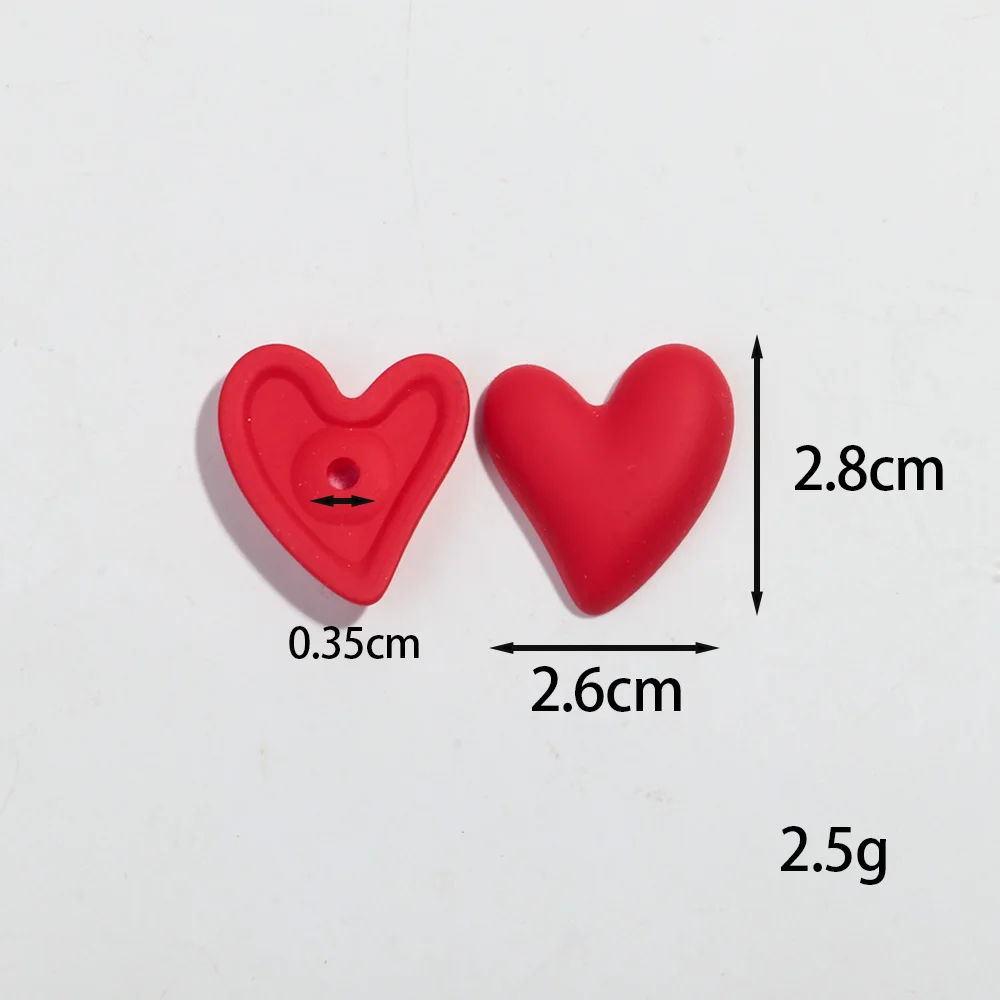 10pcs Cute Matte Acrylic Heart Bead Charms Colorful Love Pendant for Jewelry Accessories Making DIY Hairclip Earrings Wholesale