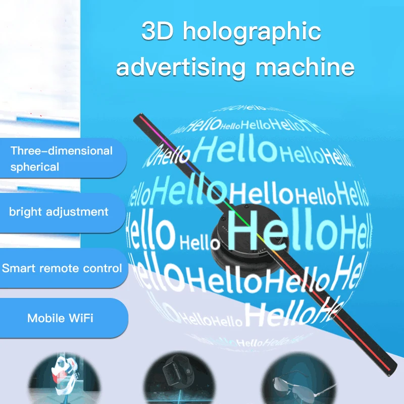 Holographic 3d projection floating naked-eye aerial imaging fan screen LED screenless display stereoscopic 42CM advertising mach