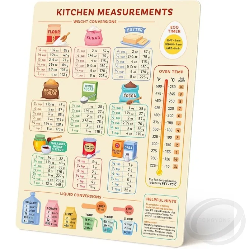 Kitchen Conversion Chart Magnet Metric Cooking Chart Cute Baking Accessories Easier Cooking