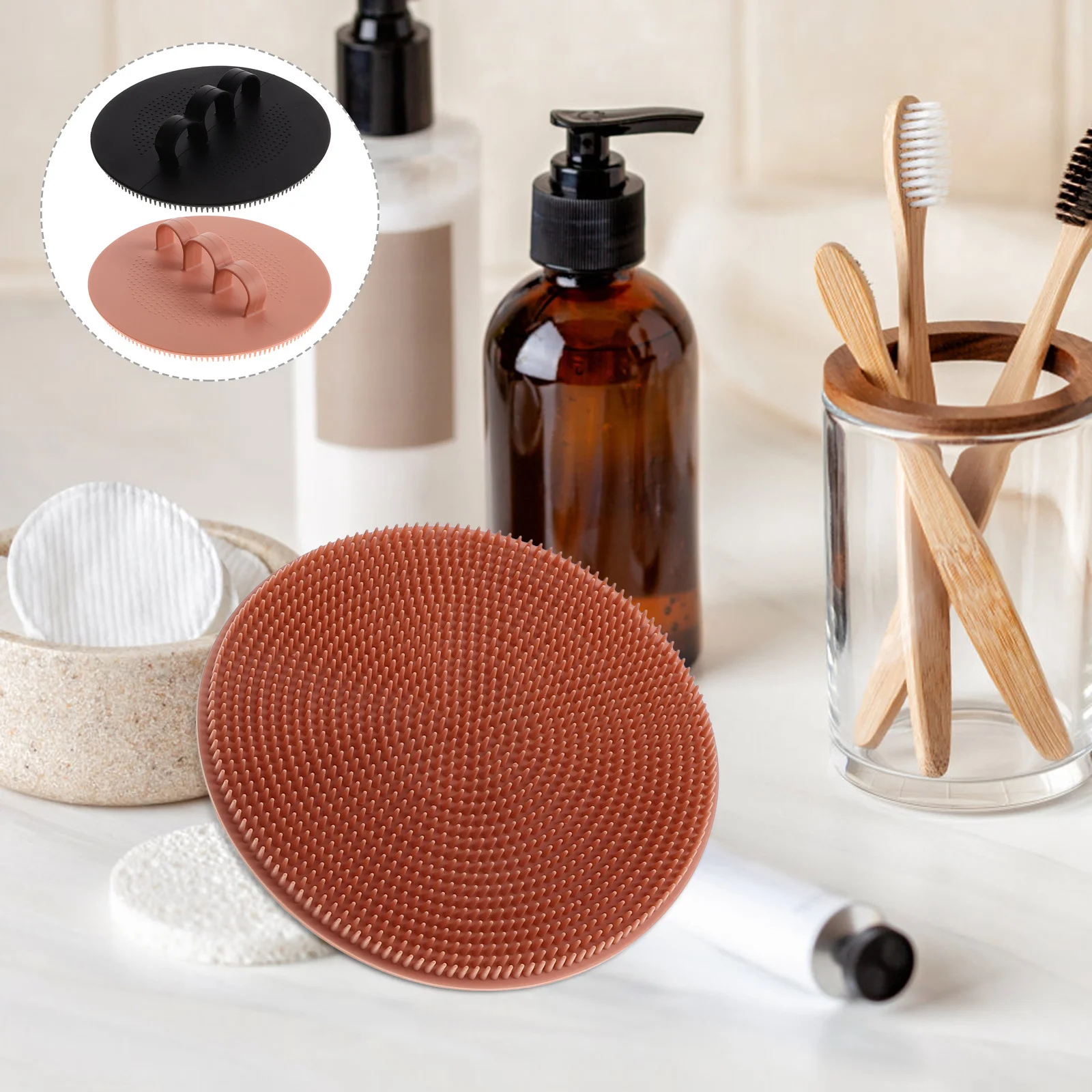 

2Pcs Body Bath Brush Silicone Exfoliating Scrubbers Soft Sponge Brush Household Cleaning Tool for Back Neck