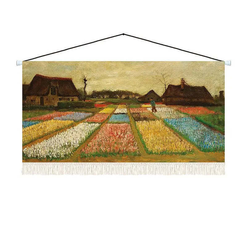 VIKAMA Van Gogh Wheat Field Tapestry Wall Hanging, Retro Oil Painting Art Tapestry for Bedroom Living Room Home Wall Decoration