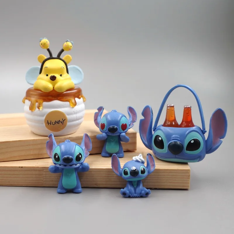 Cute Stitch Verney Cartoon Action Figures Car Interior Desktop Miniature Decor Cake Decoration Creative Ornament Accessories