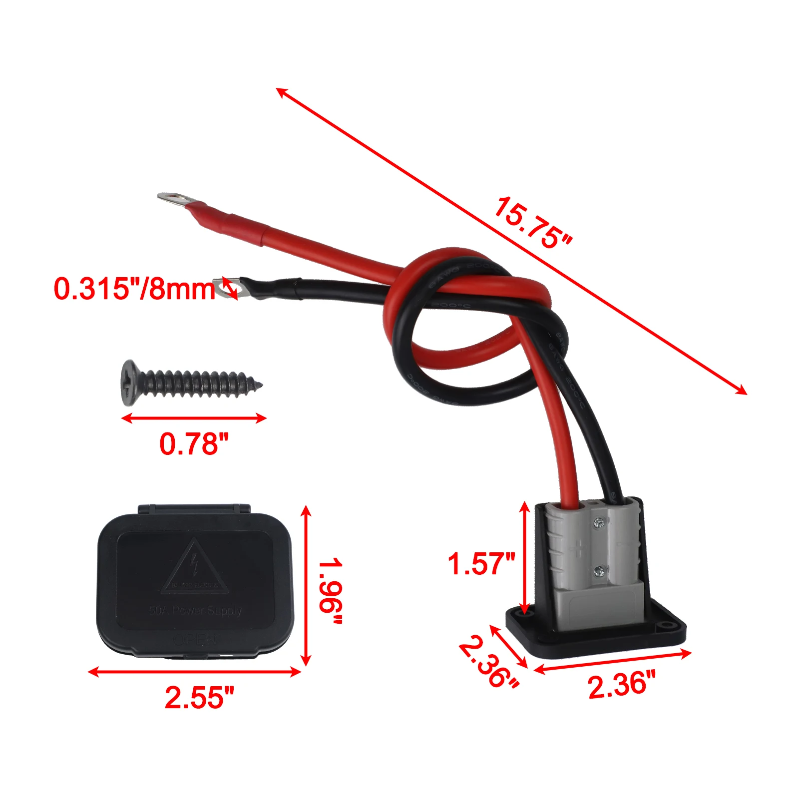 

Быстроразъемный разъем для аккумуляторного кабеля 8AWG, идеально подходит для лебедок, совместимый с проводом 12-6AWG, номинальная пожара UL94-V0