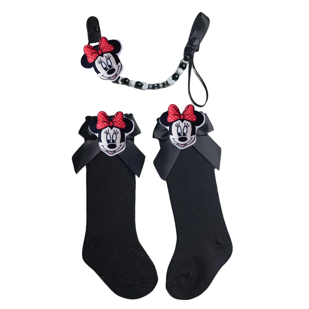 

Новые стильные детские хлопковые носки с большими бантиками для девочек, милые носки-принцессы, успокаивающий держатель для соски, клипса для коляски для новорожденных