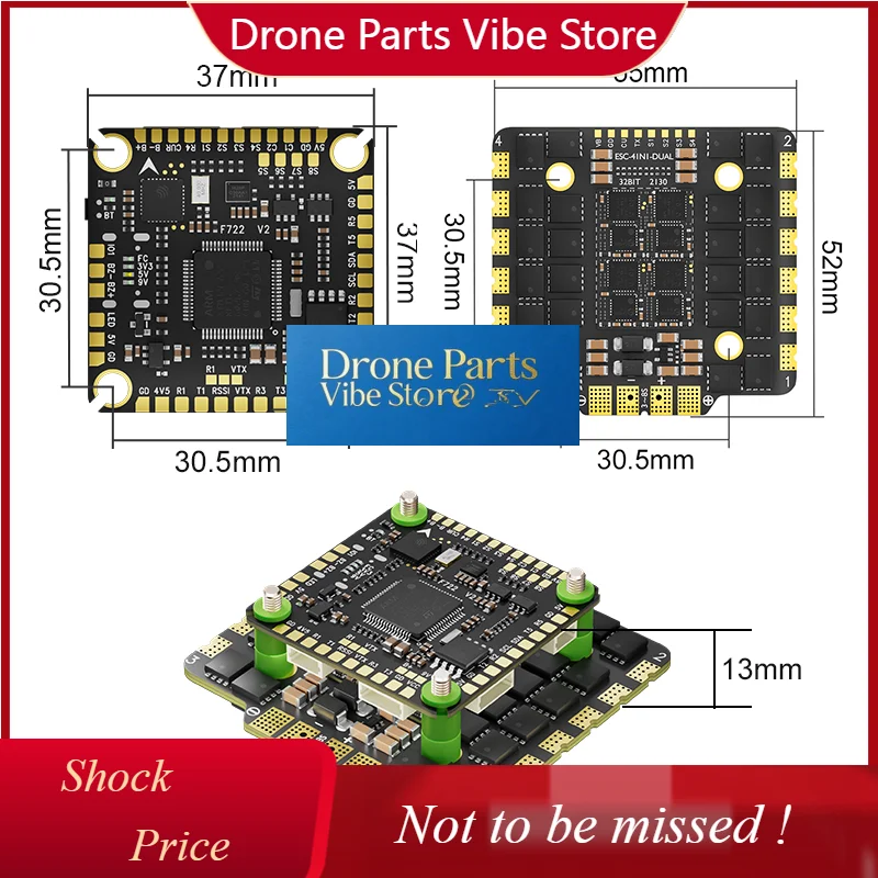 

DParts1Aocoda-RC F780-V2 FPV Flight Controller Stack AM32 BLHeli 80A 4-in-1 ESC BEC RC For FPV Freestyle & Long Range Dr-ones