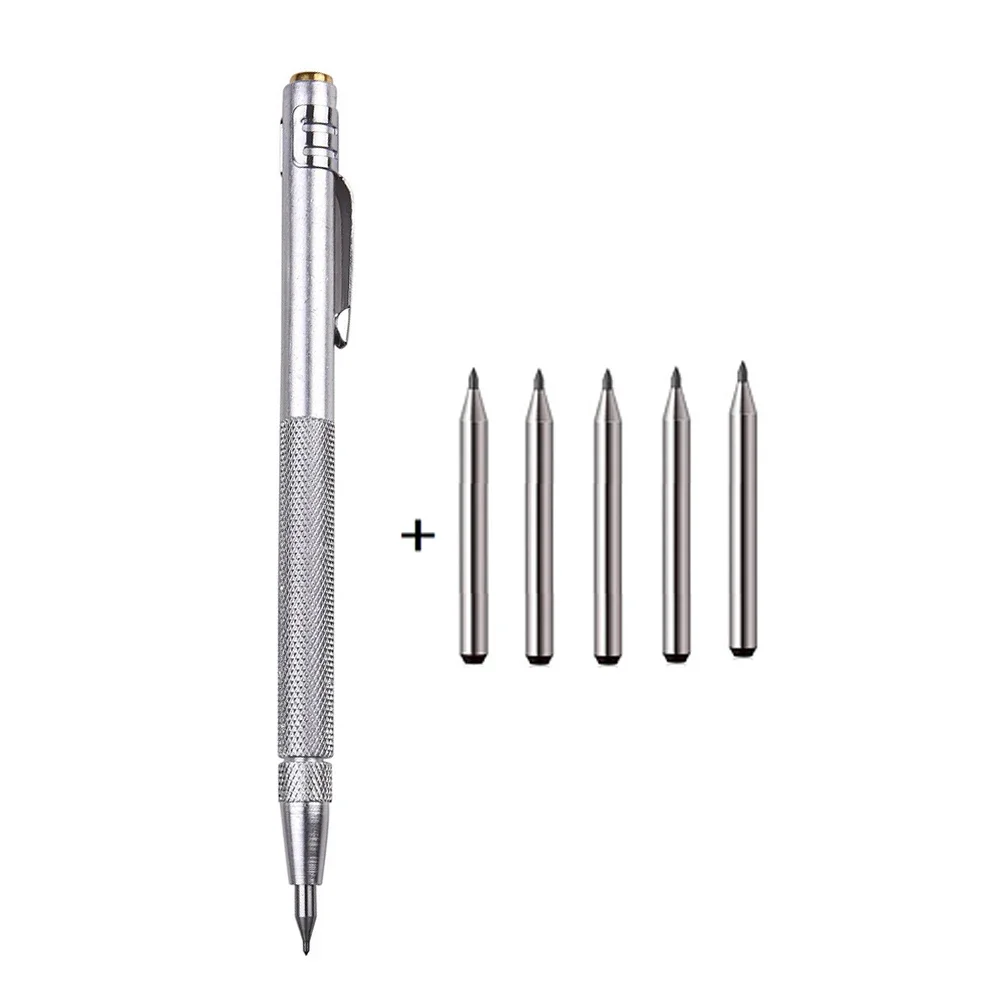 Penna per marcatura diamantata da 14 cm Punta in carburo di tungsteno Manico in alluminio zigrinato per utensili manuali in vetro ceramico in lamiera di metallo