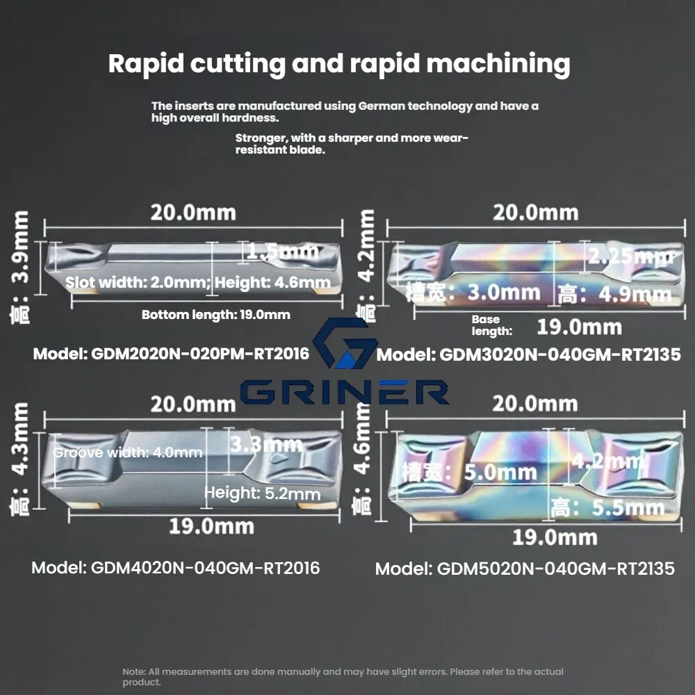 CNC insert slotting insert GDM2020N-020PM/3020N/4020N - Made of wear-resistant and durable stainless steel, with high hardness.