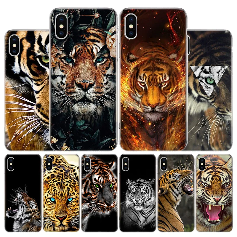 Ferocious Tiger Animal Phone Case For Apple iPhone 11 12 13 14 15 16 Pro Max 7 X XS 8 Plus + Mini SE Customized Print Soft Cover