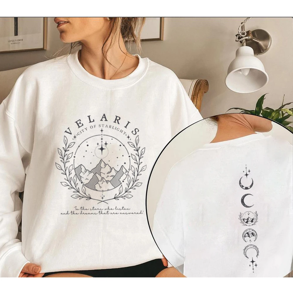 Velaris 맨투맨 Velaris City of Starlight 셔츠, 야간 코트 셔츠, SJM Merch ACOTAR 후디, 남녀공용 긴팔 스웻셔츠