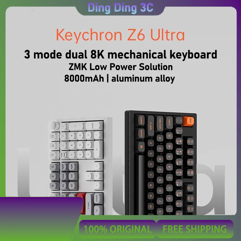 

Новая механическая клавиатура Keychron Z6Ultra с тремя режимами, двойная 8K, 108, индивидуальная клавиатура из алюминиевого сплава с возможностью горячей замены, 8000 мАч, Mac/Win PC