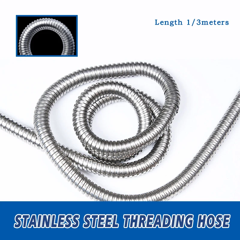 

Труба гофрированная из нержавеющей стали 304, 1-3 метра, 4-100 мм, для защиты проводов и кабелей, в пластиковой оплетке (трубка-«змеиная кожа»)