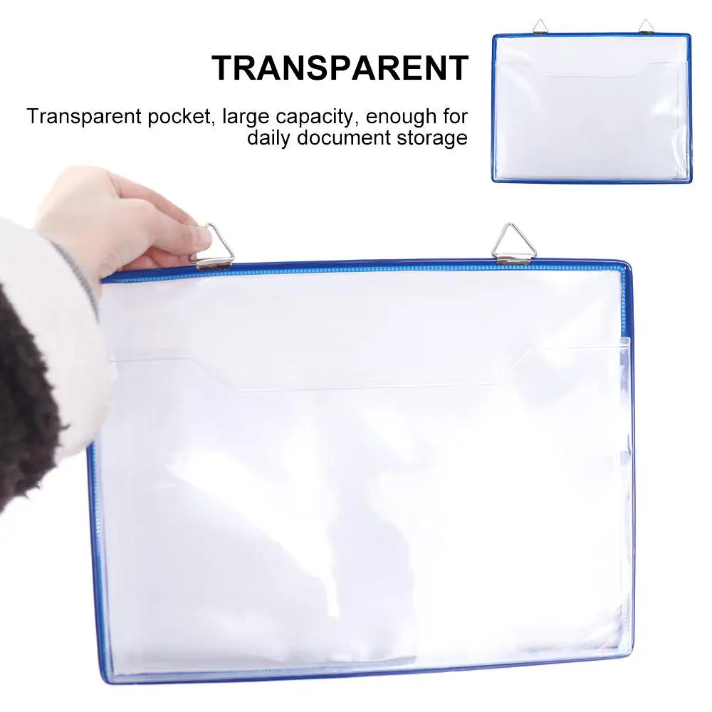 Wandbehang A4 Quittungs-Organizer aus Kunststoff, wasserdichte Dokumentenaufbewahrungstasche mit Haken, PVC-Aktenordner für Klassenzimmer, Büro