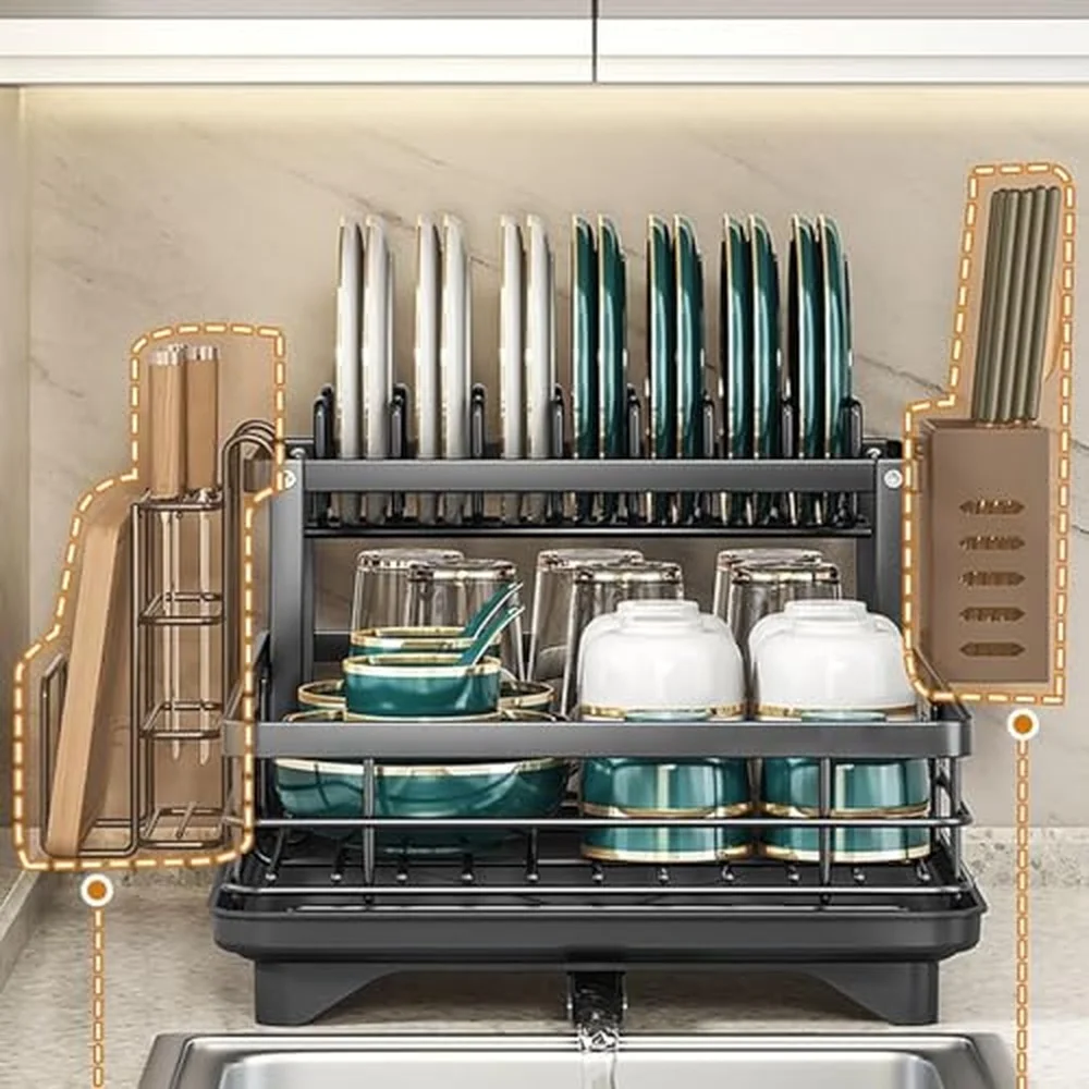 Expandable Kitchen Dish Rack 2 Tier Sink nizer for Cutlery ses & sils Space Saving Countertop Sto Solut for Efficient
