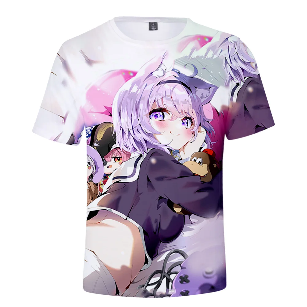 HOLOLIVE VTuber Nekomata Okayu 3D Printed Spring Summer Preppy Men/Women Street Clothes T-shirt Streetwear Kawaii style