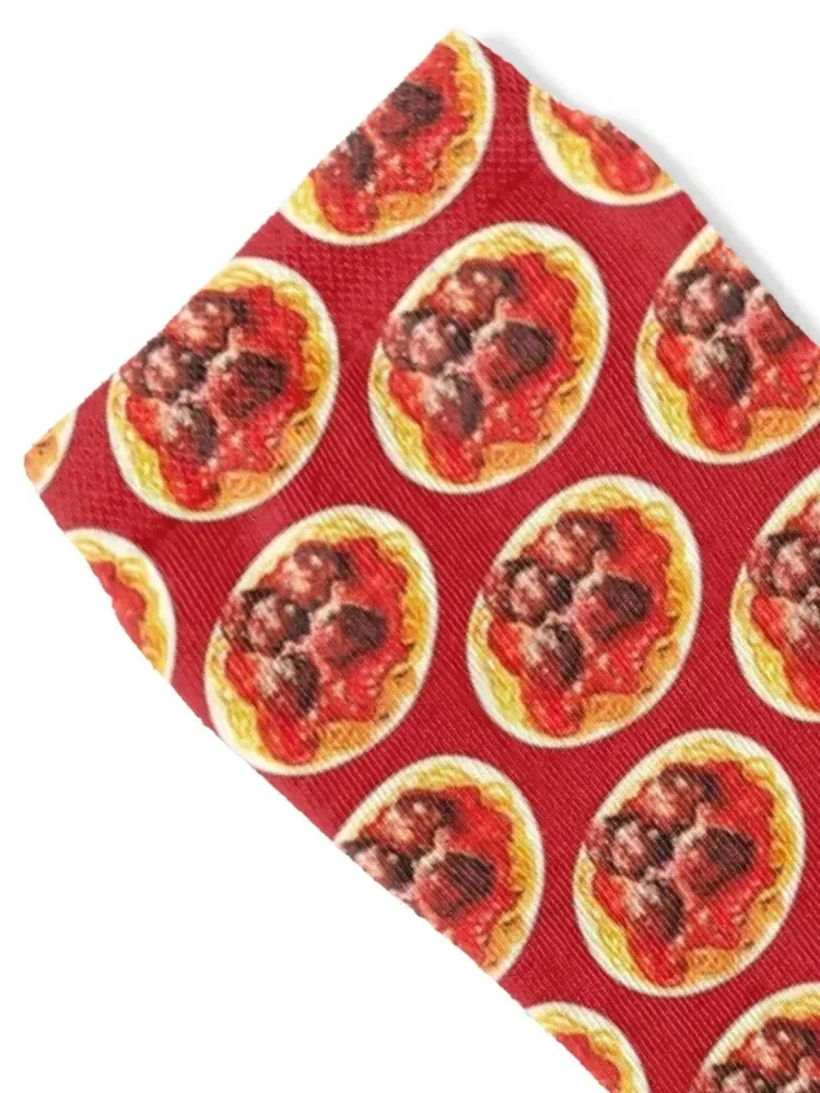 Spaghetti & Meatballs Pattern - Red Socks Children's hip hop Hiking boots Socks Girl Men's