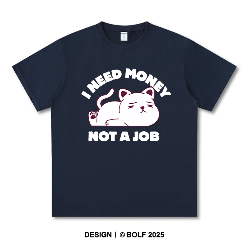 Damen-T-Shirt „I Need Money Not Job“, bedruckt, 100 % Baumwolle, übergroße Savage-Grafik-T-Shirts für Herren, Sommer-Tops, Hustle Streetwear